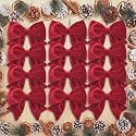 12 Pcs Red Christmas Velvet Bow Ornaments with Tie Wire