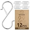 12 Pcs S Hooks for Hanging Heavy Duty, Metal S Hook with Safety Buckle