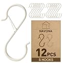 12 Pcs S Hooks for Hanging Heavy Duty, Metal S Hook with Safety Buckle