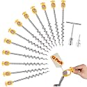 12 PCS Screw in Tent Stakes for Women Men - Ground Anchors for Sand, Canopy, Trampolines, Camping Aluminium Heavy Duty Rust Prevention Pegs Drillable Lightweight Safe - Silvery 14 inch