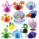 12 Pcs Under The Sea Party Decorations, Sea Animals Honeycomb Centerpieces