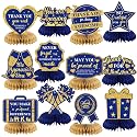 12 Pcs We Appreciate You Decoration Thank You Honeycomb Centerpiece Employee Appreciation Table Decorations Thank Table Topper for Doctor Employee Party Supplies(Gold and Blue)