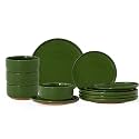 12 Piece Dinnerware Set, Dish Set for 4, Forest Glaze Green