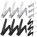 12 Pieces Nail Clippers Stainless Steel Set, Black and Silver