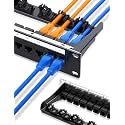 12 Port Cat6A Keystone Patch Panel, 1U 10-Inch Rack Mount RJ45 Feed Through Panel with Rear Cable Management Bar, Compatible with Cat5e/Cat6/Cat6A Keystone Jacks, Unshielded