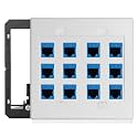 12 Port Ethernet Wall Plate Cat6 Jack RJ45 Keystone Cables Inline Coupler Wires Connector Date Box Cover with 2 Gang Low Voltage Mount Gift for Network Outlet Setup