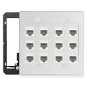 12 Port Ethernet Wall Plate White Cat6 Keystone Jack RJ45 Cables Inline Coupler Wires Connector Date Box Cover with 2 Gang Low Voltage Mount for Network Outlet Setup