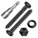 (12-Set) 5/16 x 2-1/2" Lag Bolts for Wood, Stainless Steel Heavy Duty Hex Head Lag Screws, Commercial/Industrial Grade 5/16 Bolts, Mounting Screws Bolts Kit, Black Oxided by Marysino