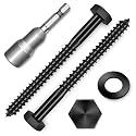 (12-Set) 5/16 x 3-1/2" Lag Screws, Stainless Steel Heavy Duty Hex Head Lag Bolts for Wood, Commercial/Industrial Grade 1/4 Bolts, Mounting Screws Bolts Kit, Black Oxided by Marysino