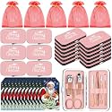 12 Set Christmas Manicure Set Gifts 7 in 1 Nail Clippers, Pink