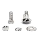 (12 Sets) 3/8-16 x 1 Hex Head Screw Bolt, Nuts, Flat Washer &amp; Spring Lock Washers, 18-8 (304) Stainless Steel, Fully Threaded, by Skvltvfyt