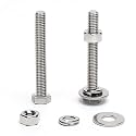 (12 Sets) 5/16-18 x 2-1/2" Hex Head Screw Bolt, Nuts, Flat Washer &amp; Spring Lock Washers, 18-8 (304) Stainless Steel, Fully Threaded, by Skvltvfyt