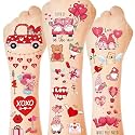 12 Sheets Valentine Tattoos, 115 PCS Heart Tattoos Temporary, Valentine Stuff, Romantic Valentines Party Favors for School Class Holiday Supplies Accessories