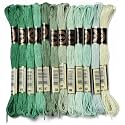 12 Skeins 105 Yards Green Embroidery Thread Floss for Hand Sewing