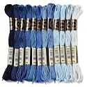 12 Skeins 105 Yards Blue Embroidery Thread for Jewelry Making