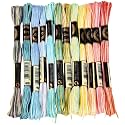 12 Skeins 105 Yards 6 Ply Variegated Cross Stitch Floss Polyester Embroidery Thread Gradient Colorful Friendship Bracelet String Yarn Bulk for Sewing Making Jewelry Needlecraft Knitting DIY