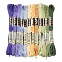 12 Skeins Purple Green Embroidery Floss Threads for Sewing Making