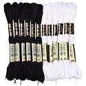 12 Skeins 105 Yards Black White Embroidery Floss Thread for Craft