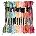 12 Skeins 105 Yards Colorful Cross Stitch Floss Embroidery Thread 6 Ply Variegated Friendship String Polyester Threads Bulk for Sewing Making Bracelets Clothes Stitching Decor Crafts DIY