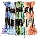 12 Skeins 105 Yards Cross Stitch Floss Variegated Friendship Bracelet String 6 Ply Polyester Colorful Gradient Embroidery Thread for Sewing Making Needlecraft Knitting Clothes Stitching DIY