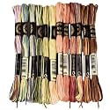12 Skeins 105 Yards Cross Stitch Floss Colorful Embroidery Thread 6 Ply Variegated Polyester Friendship Bracelet String Bulk for Sewing Making Needlecraft Knitting Clothes Stitching Decor