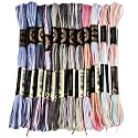 12 Skeins 105 Yards Embroidery Thread Variegated Cross Stitch Floss Bulk 6 Ply Polyester Yarn Colorful Friendship Bracelet String for Sewing Making Needlecraft Knitting Clothes Stitching