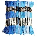 12 Skeins Blue Gradient Embroidery Thread Floss for Hand Sewing