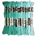 12 Skeins 6 Strands Green Cross Stitch Thread Variegated Gradient Embroidery Floss Polyester Friendship Bracelet String Yarn Threads Bulk for Hand Sewing Bracelets Needlecraft DIY Stitching