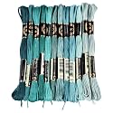 12 Skeins 6 Strands Green Embroidery Floss Thread for Jewelry