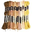 12 Skeins 6 Strands Brown Embroidery Floss Thread for Bracelets
