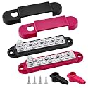 12 Terminals Bus Bar, Ampper 5.3" Nickle Plated Brass Power/Ground Distribution Block Battery BusBar Junction for Car Vehicle Rv Truck Marine Boat Audio Amplifier and More (1 Pair, Red & Black)