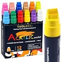 12 Vibrant Colors Jumbo Acrylic Paint Markers, 15MM Graffiti Markers