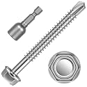 #12 x 2-3/4" Hex Washer Head Self Tapping Screws, TEK Screws, Self Drilling, Stainless Steel 410 Sheet Metal Screws, 25 PCS