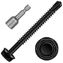 #12 x 3 Hex Washer Head Self Tapping Screws, TEK Screws, Self Drilling, Stainless Steel 410 Sheet Metal Screws, Black Finish, 25 PCS