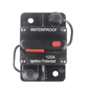 120 amp circuit breaker with manual reset 12v-36v dc waterproof surface mount for car audio rv marine boat truck trolling motors 30-300a car speaker resettable fuse