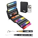 120 Colors Dual Brush Markers, Fine and Brush Tips Numbered Pens with App, for Adults, Coloring Book Bullet Journaling Note Taking Planner Hand Lettering Calligraphy Drawing Art Supplies Kit