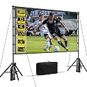 120 inch Projector Screen with Stand, Portable Outdoor Projection Screen Rear Front Movie Screen with Carry Bag Wrinkle-Free 16:9 4K Washable for Indoor Home Theater, Backyard Movie Night 120inch