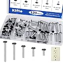 120 pcs Wall Plate Screws, Black Outlet Screws 6-32 Thread Light Electrical Cover Panel Switch Plate Screws 5 Length Sizes (3/8", 9/16", 3/4", 1", 1.2")