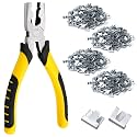 1200 Piece Wire Cage Clips with Buckle Snap Pliers, J Clips for Wire Cages, Hog Rings and Pliers for Rabbit Cage Clips