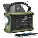 12000mAh/44400mWh Emergency Radio, NOAA Weather Radio, Hand Crank &amp; Solar