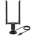 1200Mbps Long Range USB WiFi Adapter for PC Desktop Laptop of Windows 11/10/8.1/8/7, USB Wireless Adapter Dual B& 2.4GHz 300Mbps + 5GHz 867Mbps, 2X 5dBi High Gain Antennas, USB 3.0 Cradle