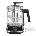 Electric Kettle 1.5L Borosilicate Glass, 1200W Temperature Control Tea Kettle with Auto Shut-Off &amp; Boil-Dry Protection, BPA-Free Stainless Steel Base, Fast Boil for Coffee &amp; Tea, Black