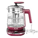 Electric Kettle 1.5L Borosilicate Glass, 1200W Temperature Control Tea Kettle with Auto Shut-Off & Boil-Dry Protection, BPA-Free Stainless Steel Base, Fast Boil for Coffee & Tea, Red