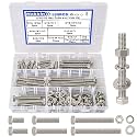 120PCS 5/16-18 Hex Bolts and Nuts Kit, Stainless Steel 5/16" Nuts and Bolts Assortment Kit, Flat &amp; Lock Spring Washers Set Screw Assortment Kit, Machine Screws Set with Storage Case