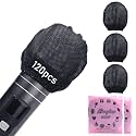 120pcs (60 pairs) Mic Covers Disposable Non-Woven, Individually Wrapped Mic Cover For Sanitary Mic Covers Disposable For Mic Microphone Windscreen &amp; Pop Filters Black