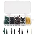 120Pcs Carp Fishing Tackle Kit, Safety Lead Clip Tail Cone Rolling Swivel with Assortment Box