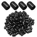 Bonsicoky Round Rubber End Caps 9/16" (14mm), Black, 120Pcs