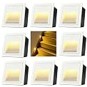 120V Indoor Outdoor Recessed Step Lights for Stair Warm White 8Pack, White