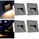Arotelicht 120V Indoor Outdoor Step Lights, LED Stair Lights Indoor Warm White 3000K, IP65 Waterproof Recessed Wall Lights for Deck, Stair, Bedroom, Kitchen, Balcony, Aluminum, 4Pack