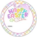 120xHappy Easter Stickers, 2 Inch Round Waterproof Easter Bunny Stickers, Self Adhesive Labels for Easter Party Decorations, Treat Bags &amp; Gifts (Happy Easter)